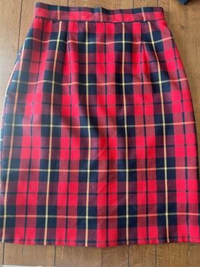 Red Plaid Pencil Skirt - Classic Women's Skirt